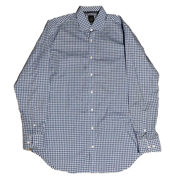 Tailorbyrd Button Up Mens XLT Blue White Geometric Plaid Office Casual Shirt - Picture 1 of 6